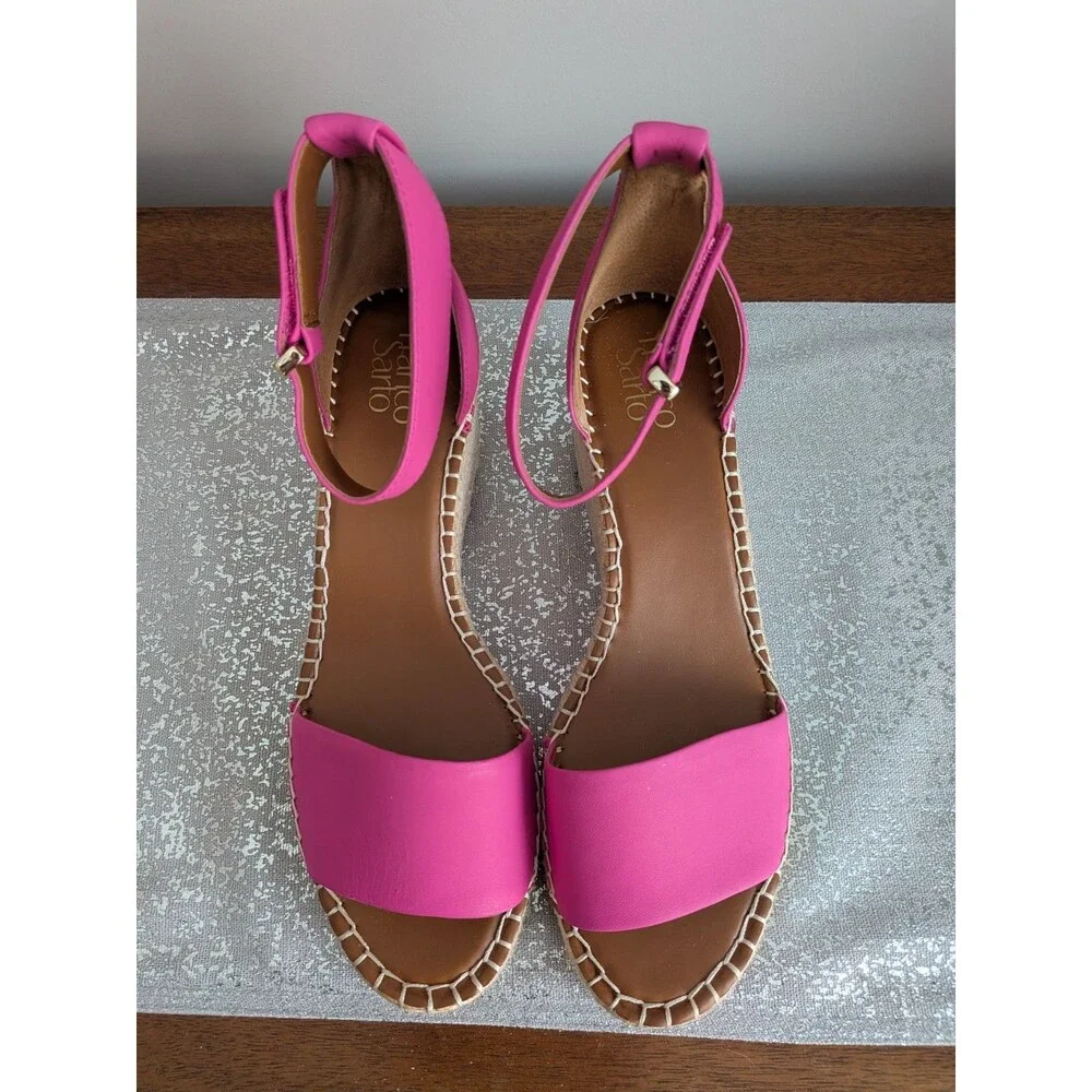 Pink Espadrille Wedge Sandals - Women